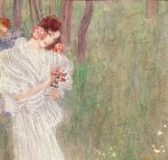 Girl in a White Dress Standing in a Forest (Gustav Klimt) - Muzeo.com