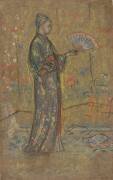 Japanese Woman Painting a Fan (James Abbott McNeill Whistler) - Muzeo.com