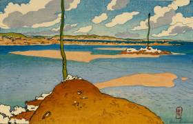 La Balise Chéruette at low tide (Saint-Briac) (Henri Rivière) - Muzeo.com