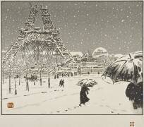 La Tour Eiffel en construction vue du Trocadéro (Henri Rivière) - Muzeo.com