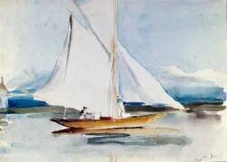 Sailing boat in the port entrance of Morges (Louis Soutter) - Muzeo.com