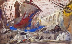 Set Design for La Pisanelle ou la mort parfumee by Gabriele d'Annunzio (Léon Bakst) - Muzeo.com