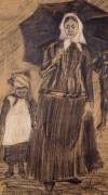 Sien under an Umbrella with a Girl (Vincent van Gogh) - Muzeo.com