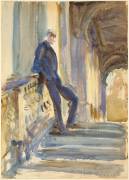 Sir Neville Wilkinson on the Steps of the Palladian Bridge at Wilton House (John Singer Sargent) - Muzeo.com