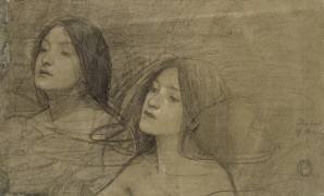 Study of two Nymphs for 'Hylas and the Nymphs' (John William Waterhouse) - Muzeo.com