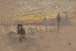 Sunset ; Red and Gold, The Gondolier (James Abbott McNeill Whistler) - Muzeo.com