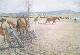 The two men with their harrows worked methodically to and fro (Carl Larsson) - Muzeo.com