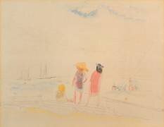 Two Women and Child on Beach (Charles Demuth) - Muzeo.com