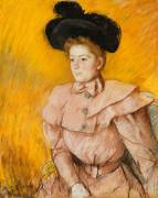 Woman in a Black Hat and a Rasberry Pink Costume (Mary Cassatt) - Muzeo.com