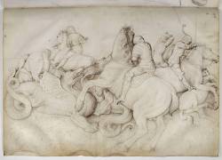 Combat entre cinq cavaliers et des dragons (Jacopo Bellini) - Muzeo.com