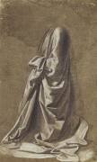Drapery Study for a kneeling figure (Leonardo da Vinci) - Muzeo.com
