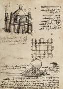 Project for a church built on a central axis and a boat with oars and sails (Leonardo da Vinci) - Muzeo.com