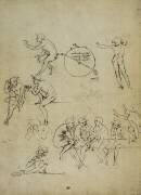 Study of human figures in different positions (Leonardo da Vinci) - Muzeo.com