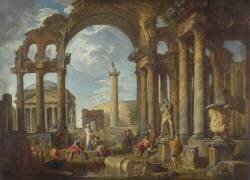 A Capriccio of Roman Ruins with the Pantheon (Giovanni Paolo Pannini) - Muzeo.com