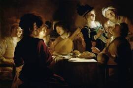 A Feast with a Lute Player (Gerrit van Honthorst) - Muzeo.com