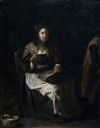 A woman sewing (anonymous) - Muzeo.com