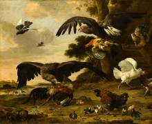 Aigles attaquant des poules (Melchior de Hondecoeter) - Muzeo.com