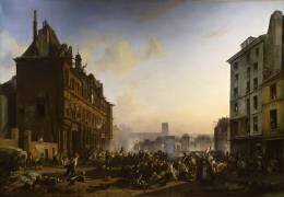 Attaque de l'hôtel de ville de Paris, le 28 juillet 1830 (Joseph Beaume) - Muzeo.com