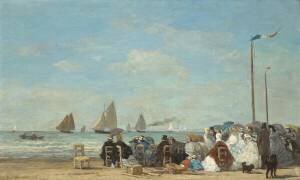 Beach Scene at Trouville (Eugène Boudin) - Muzeo.com