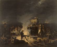 Bivouac de Napoléon Ier sur le champ de bataille de Wagram pendant la nuit du 5 au 6 juillet 1809 (Adolphe Roehn) - Muzeo.com