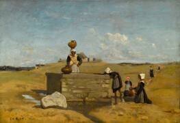 Bretonnes à la fontaine. Bourg de Batz (Loire-Atlantique) (Jean-Baptiste Camille Corot) - Muzeo.com