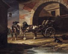 Cart loaded with wine barrels or the Haquet (Théodore Géricault) - Muzeo.com