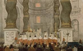 Cérémonie pontificale à Saint-Pierre-de-Rome sous le Baldaquin du Bernin (Jean-Auguste-Dominique Ingres) - Muzeo.com