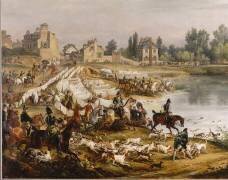 Chasse au daim pour la Saint-Hubert en 1818, dans les bois de Meudon (Carle Vernet) - Muzeo.com