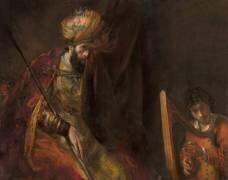 David playing on the harp before Saul (Rembrandt) - Muzeo.com