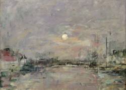 Dusk on the Commercial Dock at Le Havre (Eugène Boudin) - Muzeo.com
