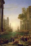 Embarkation of St. Paula Romana at Ostia (Claude Gellée) - Muzeo.com