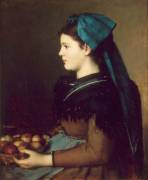 Eugénie Henner en alsacienne, tenant un panier de pommes (Jean-Jacques Henner) - Muzeo.com