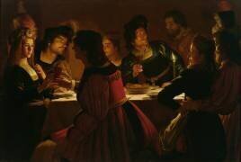 Feast Scene with a Young Married Couple (Gerrit van Honthorst) - Muzeo.com