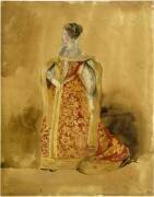 Femme debout vêtue d'un costume chamarré (Eugène Delacroix) - Muzeo.com