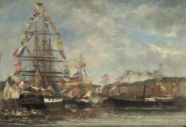 Festival in the Harbour of Honfleur (Eugène Boudin) - Muzeo.com