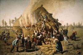 Fire in a Haystack (Jules Breton) - Muzeo.com