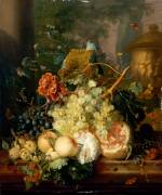 Fruits et fleurs près d'un vase orné d'amours (Jan van Huysum) - Muzeo.com