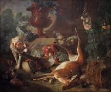 Gibier, chien, fleurs et fruits (Jean-Baptiste Oudry) - Muzeo.com