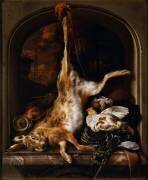Gibier et ustensiles de chasse disposés sur le rebord d'une fenêtre (Jan Weenix) - Muzeo.com