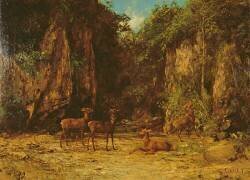 Herd of Red Deer at Dusk (Gustave Courbet) - Muzeo.com