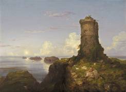 Italian Coast Scene with Ruined Tower (Thomas Cole) - Muzeo.com