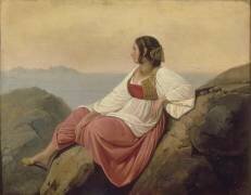 Jeune fille italienne assise sur les rochers de Capri (Léopold Robert) - Muzeo.com