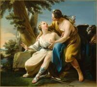 Jupiter sous les traits de Diane surprenant Calisto (Noël Halle) - Muzeo.com