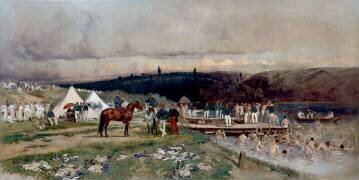 La baignade du régiment à Saint-Germain-en-Laye (Edouard Detaille) - Muzeo.com