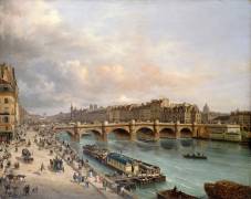 La Cité et le Pont Neuf, vus du quai du Louvre (Giuseppe Canella) - Muzeo.com