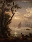 La lune sur l'eau, paysage animé (Simon Mathurin Lantara) - Muzeo.com