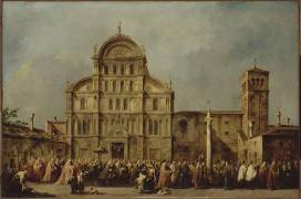 La procession du Doge de Venise à l'église de San Zaccaria, le jour de Pâques (Francesco Guardi) - Muzeo.com