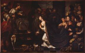 La reine de Saba offrant ses présents au roi Salomon (Pieter van Lint) - Muzeo.com