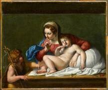 La Vierge et l'Enfant Jésus avec Saint Jean dit Le Silence (Domenichino) - Muzeo.com