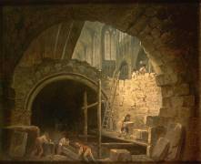 La violation des caveaux des rois dans la basilique Saint-Denis, en octobre 1793 (Hubert Robert) - Muzeo.com